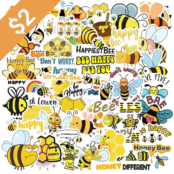 Bee Stickers Laptop, Stickers Cartoon Bees, Cartoon Sticker Honey