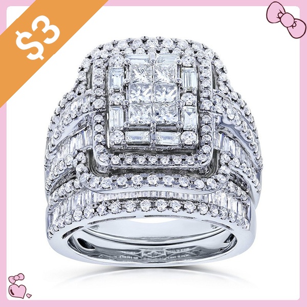 Zircon Elegant Diamond Bridal Engagement Ring Ring Silver Wedding