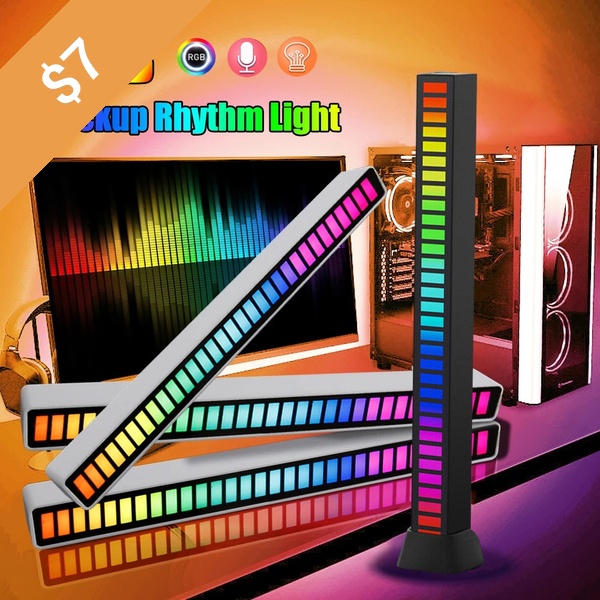 Rgb Music Sound Control Led Strip Light Usb Rechargeable Pickup Voice  Activated Rhythm Lamp Color Ambient Led Light Bar For Car Gaming Room  Desktop Dj Studio Party Light