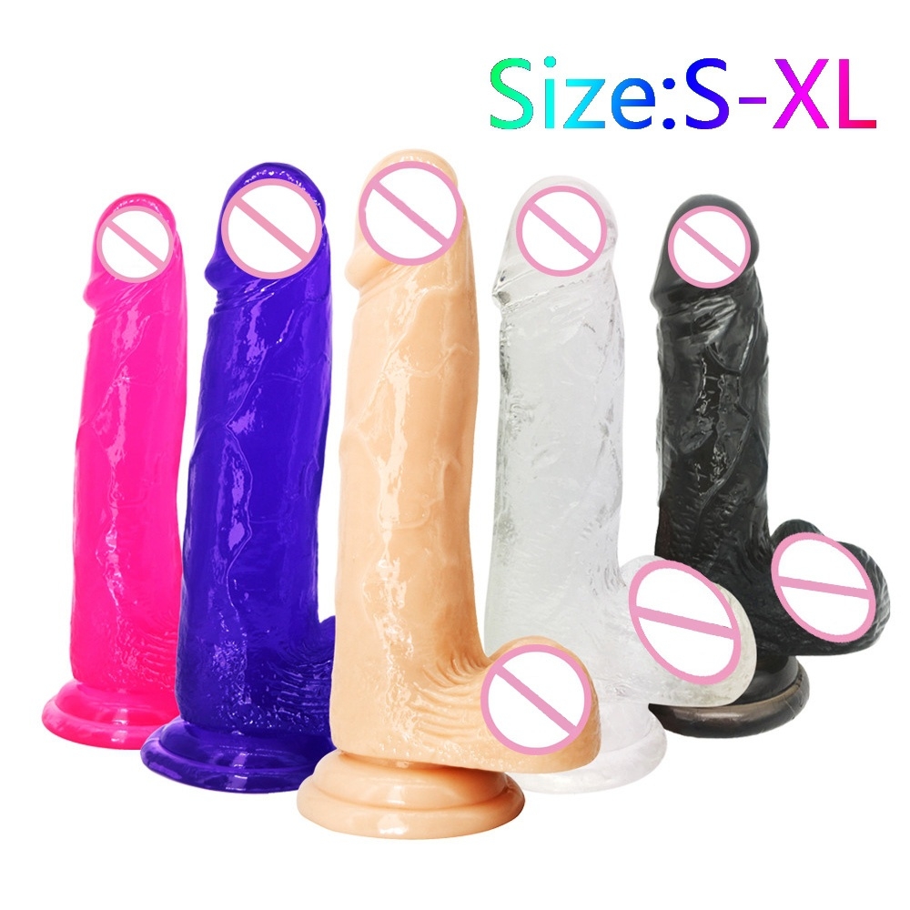 Five colors four sizes plus version Safe Silicone Soft Crystal Dildo with Suction Cup for Women Products