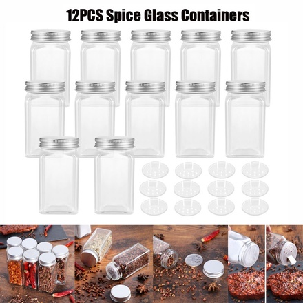 12PCS Spice Jars Squ...