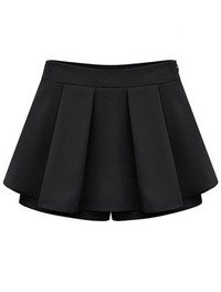 Wish | Black Mid Waist Pleated Chiffon Skirt Shorts