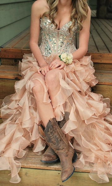 long dress with cowgirl boots