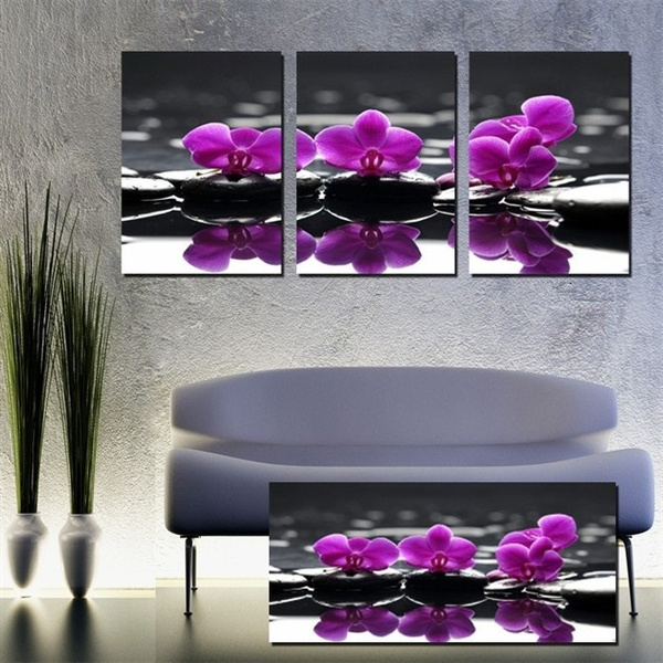 Hot Sell Modern Wall Painting Purple Orchid Home Decoration
