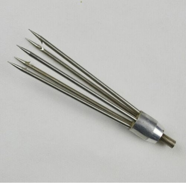 5-Prong Fishing Harpoon Fish Eel Salmon Barbed Stainless Spear Gig M8 Long Nut