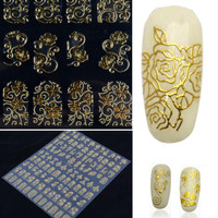 Wish | 108PCS Gold Nail Art Stickers Decals Decoration Wraps Hot ...