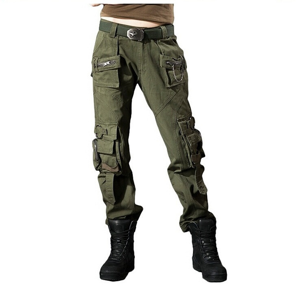Womens Military Army Green Cargo Casual Pocket Pants Leisure Trousers Outdoor