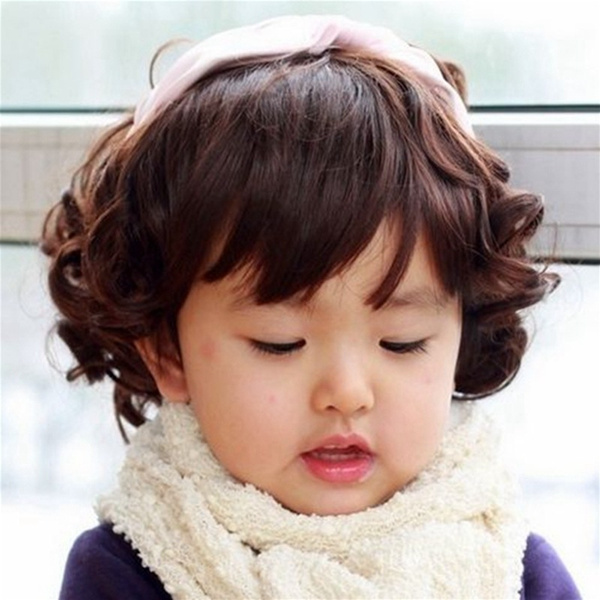 2015 Short Brown Curly Wigs Cute Short Haircuts Wig For Kid Deti