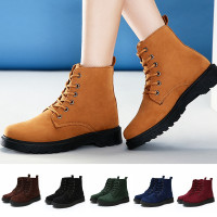 Wish | Faux Suede Leather Women's Martin Boots Winter Flat Lace-up ...