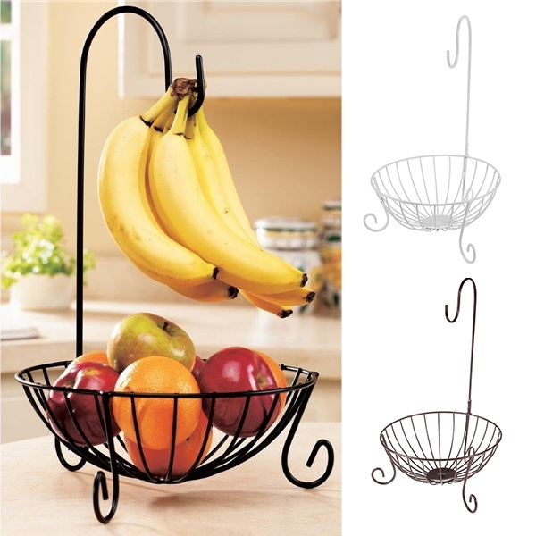 Prettyia Wire Fruit Tree Bowl with Banana Hanger Stainless Steel
