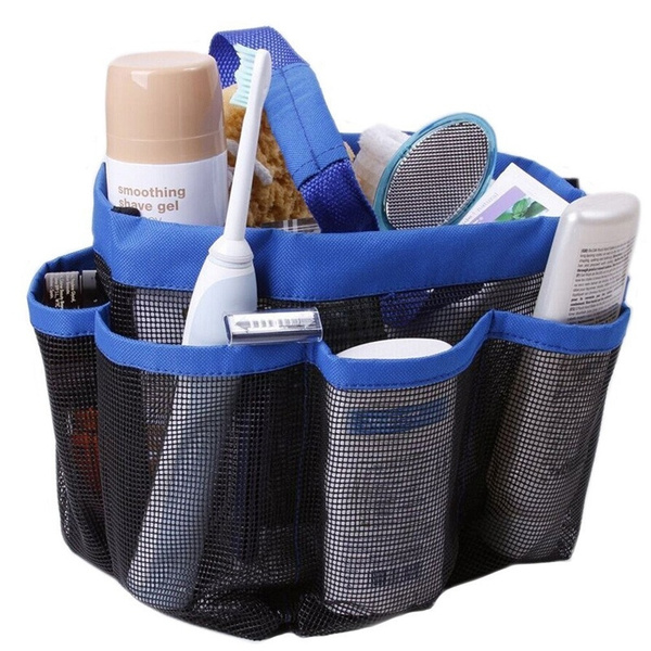 Mesh Caddie Shower Tote Bag Quick Dry 7 Pocket Hanging Toiletry Bath Organizer