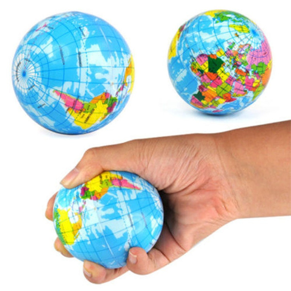 Mini Funny World Map Foam Earth Globe Stress Bouncy Ball Toy Geography Atlas