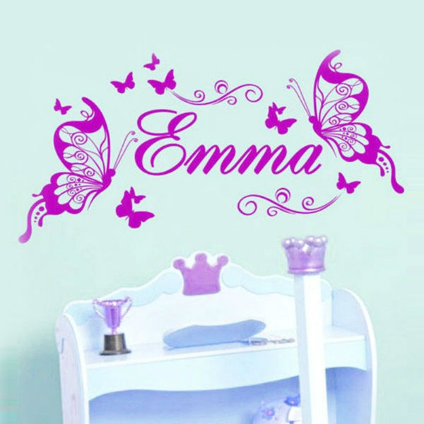 Personalized Your Name Butterfly Girls Bedroom Lovely Wall Stickers Decals Vinyl