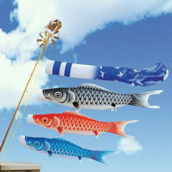 100cm Japanese Windsock Carp Flag Koi Nobori Sailfish Fish Wind Streamer Red