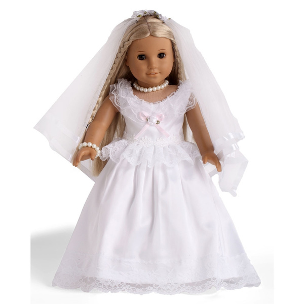 Amazon Com Sweet Dolly 2pc Doll Clothes White Communion Dress Wedding Dress Fits 18 Inches American Girl Dolls Toys Games
