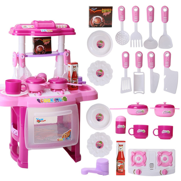 Výsledok vyhľadávania obrázkov pre dopyt Kids Kitchen Cooking Pretend Role Play Toy Set with Light Sound Effect - Gifts