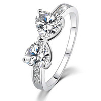 Wish | Hot Sale New 18K Platinum Elegant finger Bow Crystal ring ...