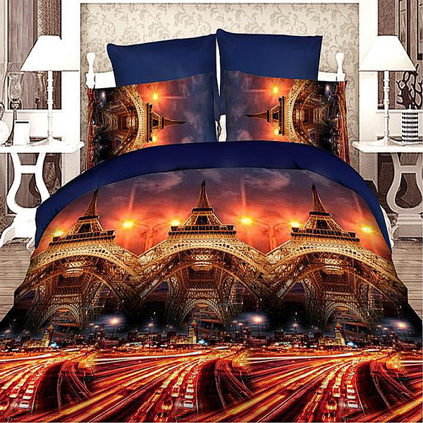 Bedding Sets Paris 3d Eiffel Tower Print Comforter Sets Polyester