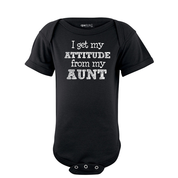 Apericots I Get My Attitude from My Aunt Funny Short Sleeve Baby Bodysuit