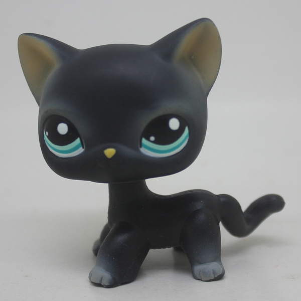 LPS Figure #994 Black Short Hair Kitty Cat Blue Eyes