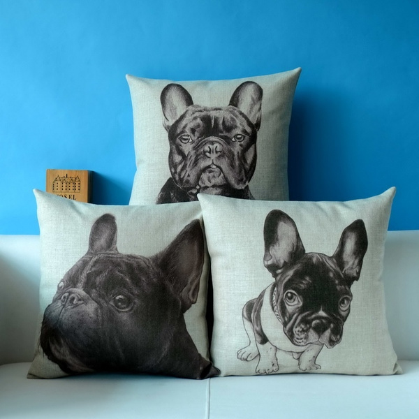 Hand Painted French Bulldog Pillowcase Sofa Cusions Decorative Pillows Home Decor Sofa Throw Pillow Cover