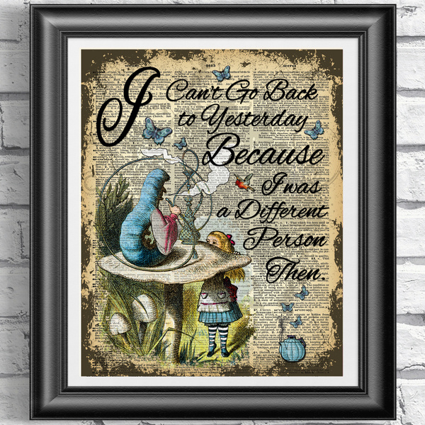 Alice In Wonderland Poster Print Absolem Quote Dictionary Print