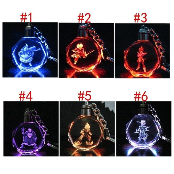 Dragon Ball Dragonball Z Son Saiyajin Goku Crystal Key Chain LED light Pendant