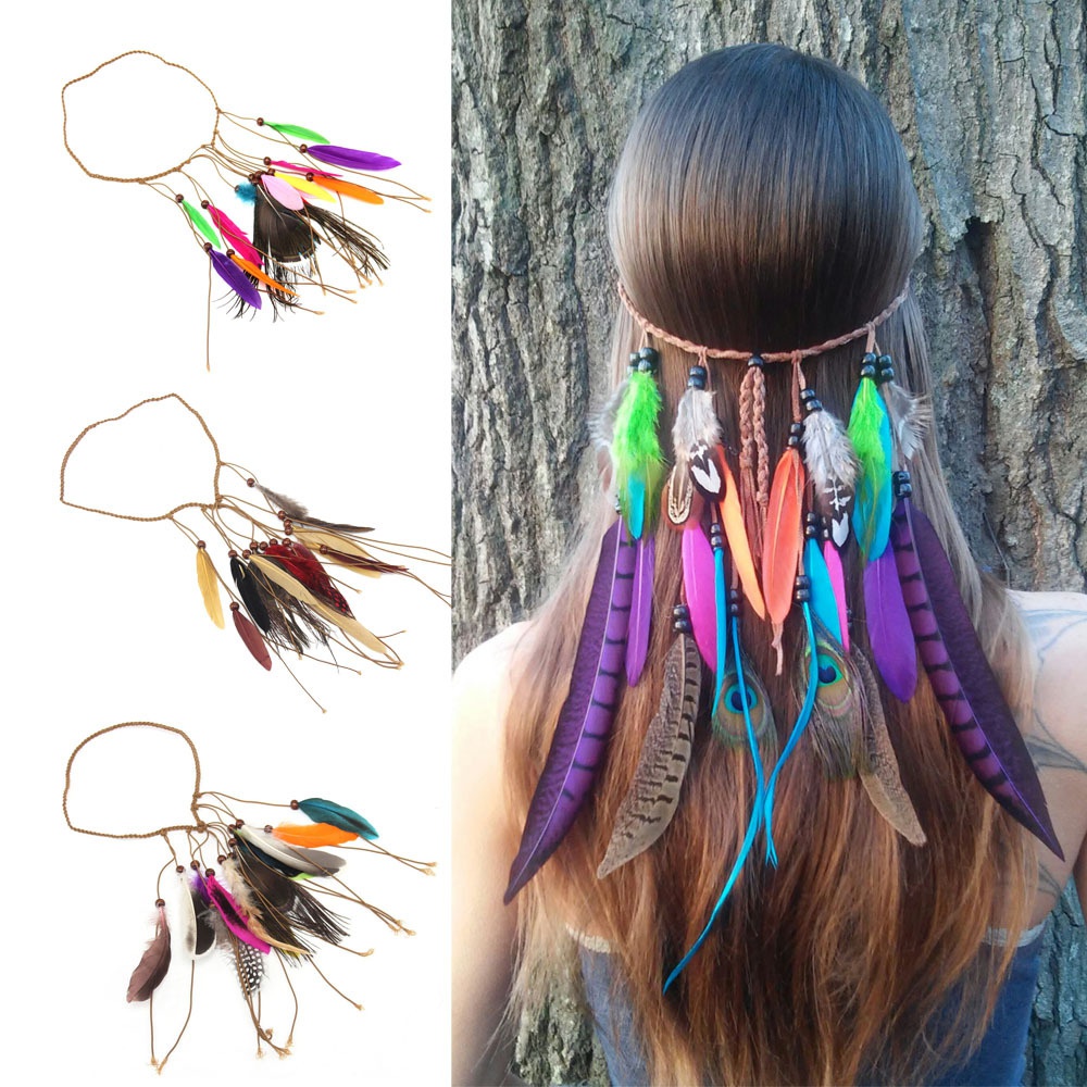 details about indian feather headband women native american hair rope boho  war bonnet
