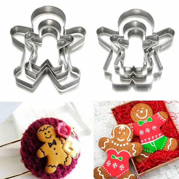 3pcs Christmas Ginger Bread MAN WOMAN BOY GIRL Cake Pastry Cookie Biscuit