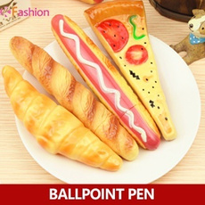 Novelty Pen Pizza Bread Hot Dog Ox Horn Fast Food Ballpoint Pen Stationery FO