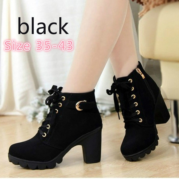 PU Leather Women's Ankle Boots Ladies 