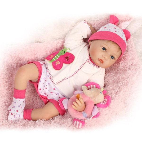 Real Life 22inch Reborn Baby Girl Doll Newborn Size Silicone Fake Toddler