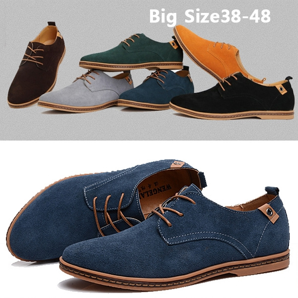 New Mens Casual//Dress Formal Oxfords Flats Shoes Genuine Suede Leather Lace Up
