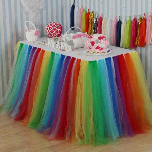 Tulle TUTU Table Skirt Tableware Cover Birthday Wedding Baby Shower Party Decor