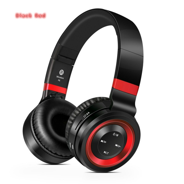 Wireless Headset Bluetooth Stereo Headphones for Cell Phone Laptop Tablet-Red