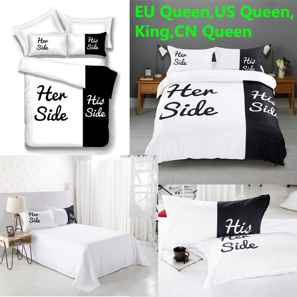 Her Side His Side Bedding Sets Queen King Size Couple Double Bed