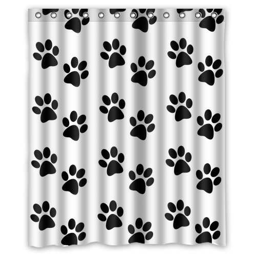 Black and white dog Shower Curtain Bathroom Decor Waterproof Fabric /& 12hooks
