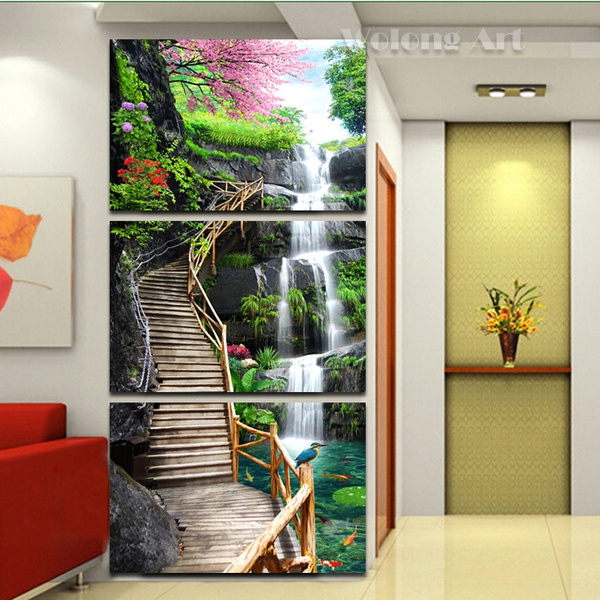 Waterfall Landscape Picture Wall Art HD Print Painting Canvas Living Room Decor