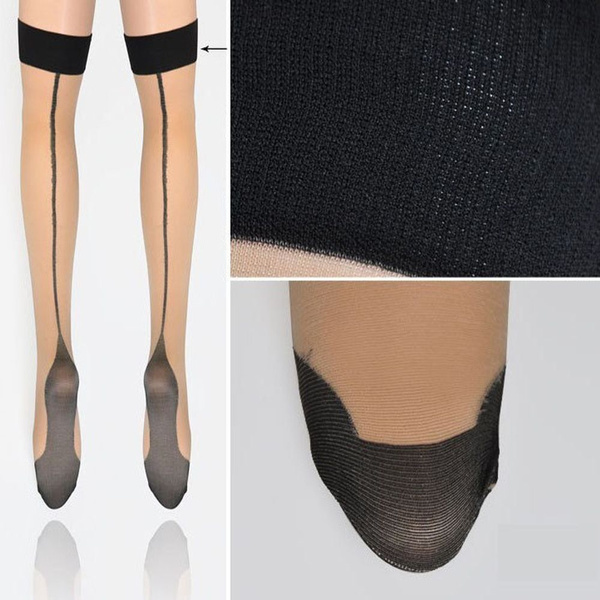 Girl Lady Seamed Heal Seam High Stockings Long Over Knee