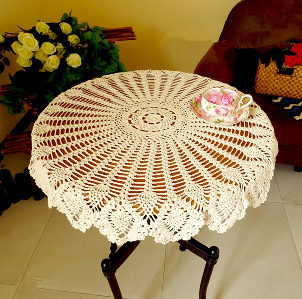 Crochet Round Table Cover Lace Doilies Tablecloth For Furniture