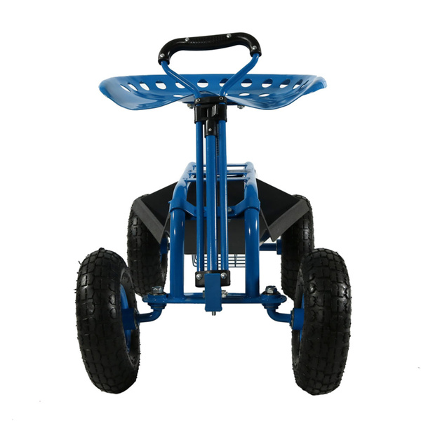 Sunnydaze Garden Cart Rolling Scooter With Extendable Steering