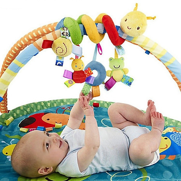 Baby Rainbow Newborn Cot Pram Bed Activity Plush Soft  Development Toys 