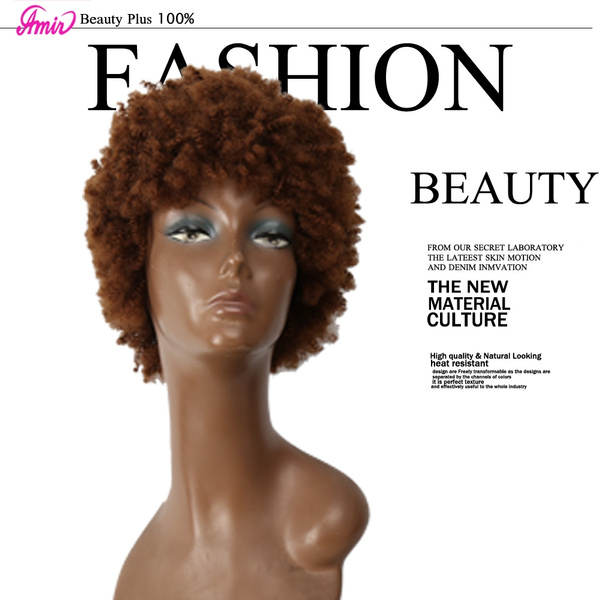 Dark Brown Color African Afro Wigs For Black Men Or Women Curly Hair Wig