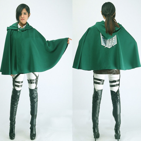 Attack on Titan Shingeki no Kyojin Scouting Legion Cloak Cape Green Costume