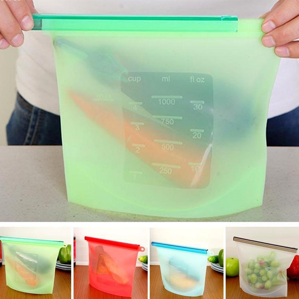 Reusable Vacuum Food Sealer Silicone Storage Bag Container Kitchen Fridge Bags