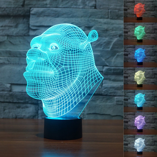 New 3d Shrek Night Light 7 Color Change Led Desk Table Light Lamp