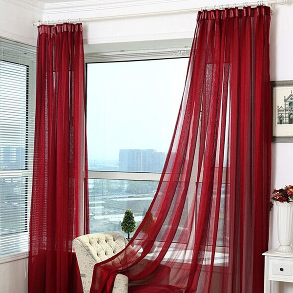red sheer curtains with grommets