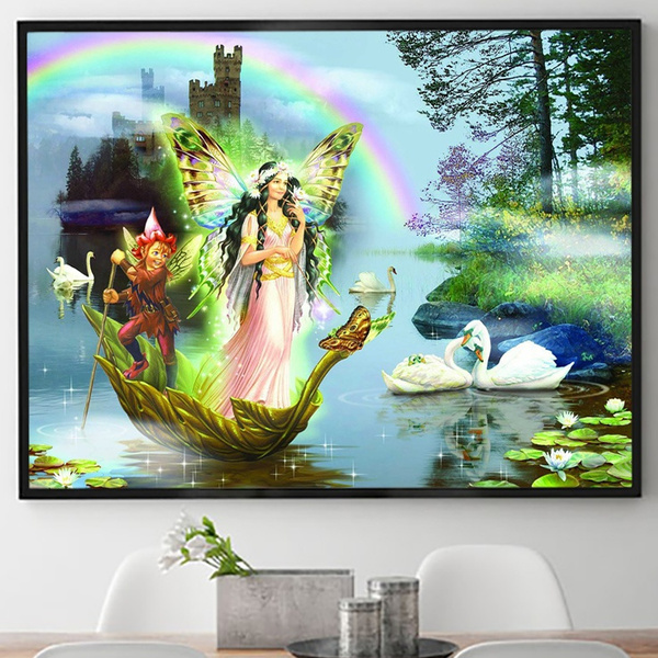 Modern Home Art Decor Fairy Butterfly Oil Painting Picture Printed On Canvas VI