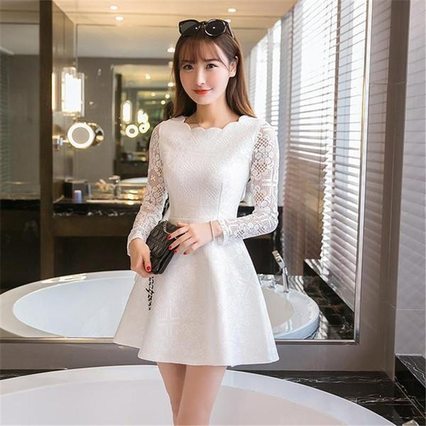 Goede Spring Autumn Women Lace Casual Dress Long Sleeve Korean Party UF-61