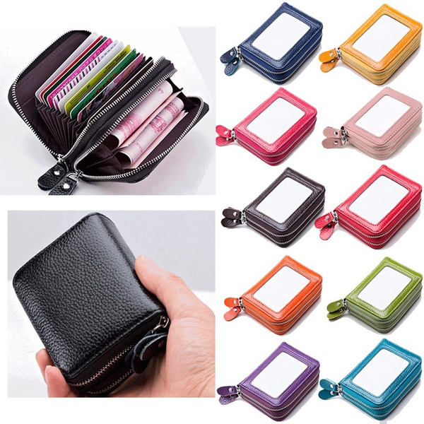 Mens Womens Wallet ID Credit Card Holder Case RFID Blocking with Coin Zip Pocket
